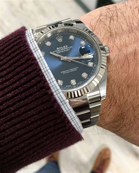 rolex datejust 41 blue diamond dial review|rolex datejust 41 blue price.